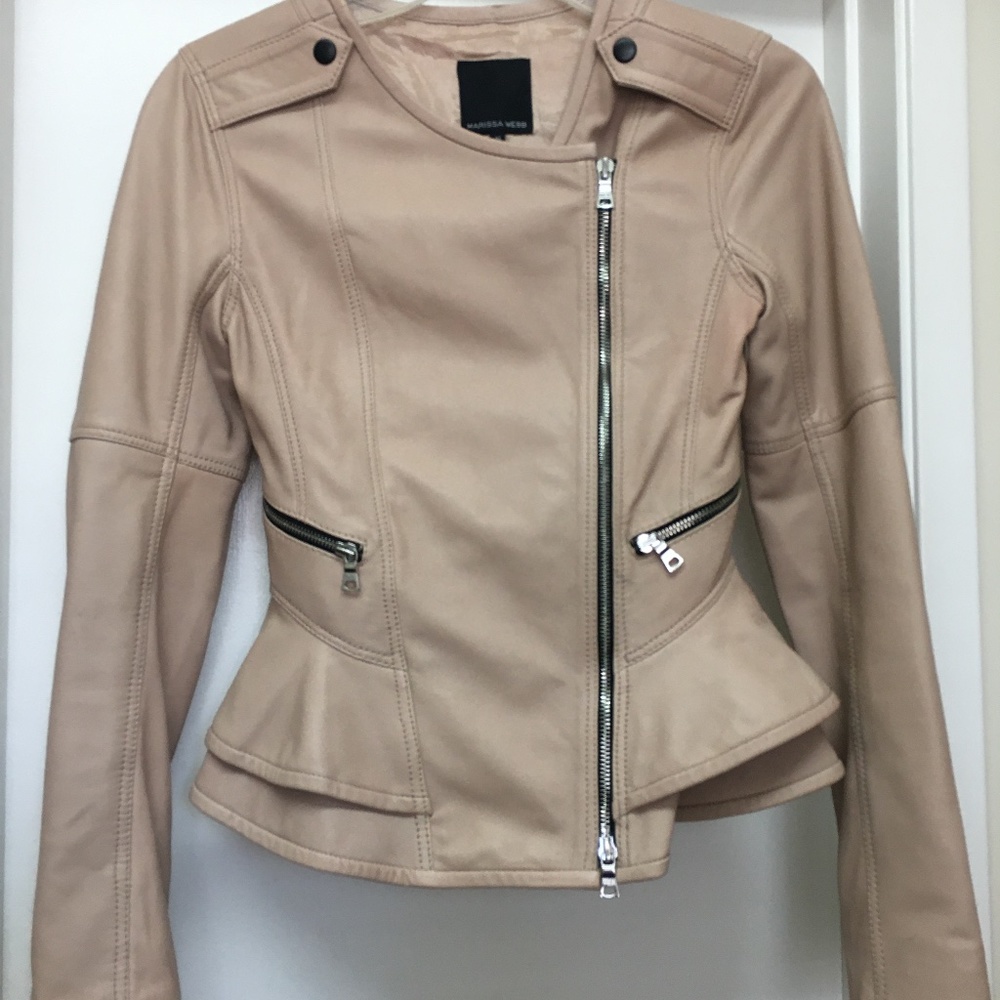 Marissa Webb Lamb Leather Shane Peplum Jacket - Picture 2 of 13